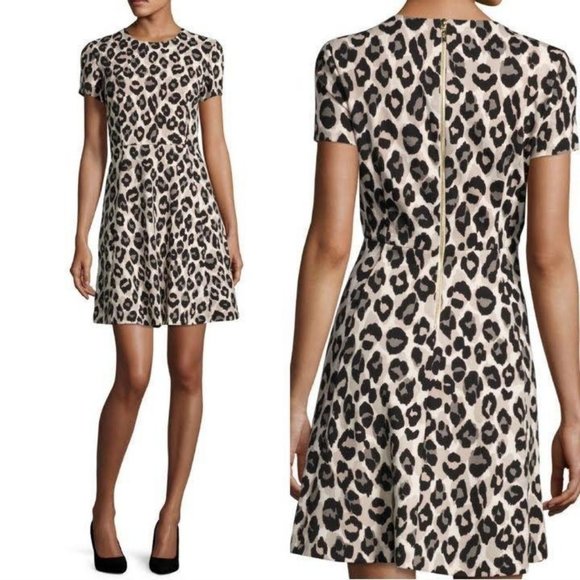 Eliza J Leopard Print Ponte Fit & Flare Dress Mini